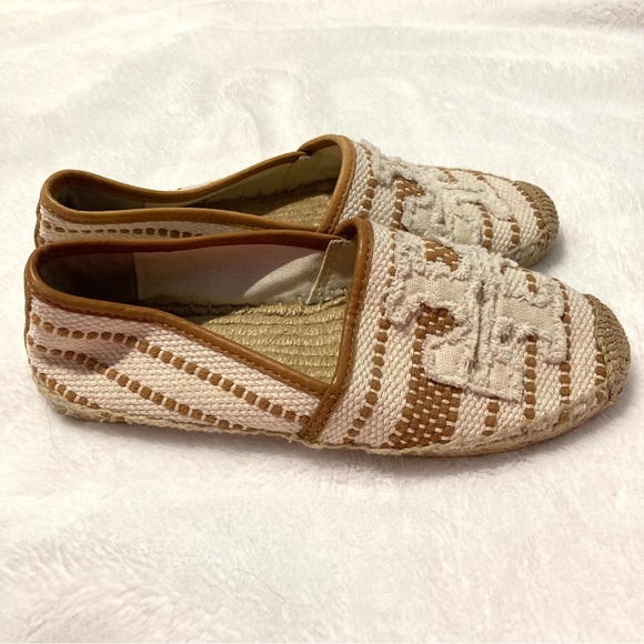 Tory Burch Shaw Espadrille Flats Size 6.5 6 1/2 Tan Brown Cream - Picture 10 of 10